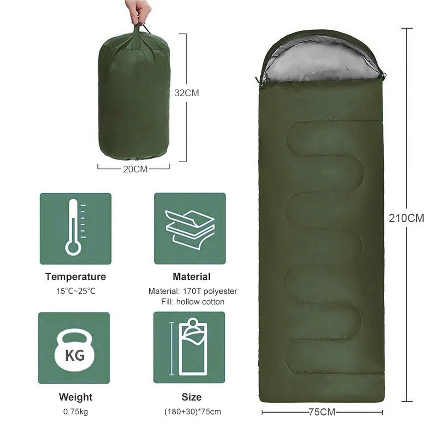 4-Season Lightweight Camping Sleeping Bag 