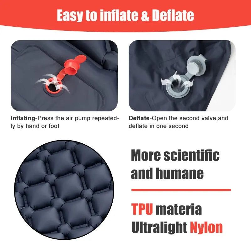 Inflatable Camping Mattress with Built-In Pump 