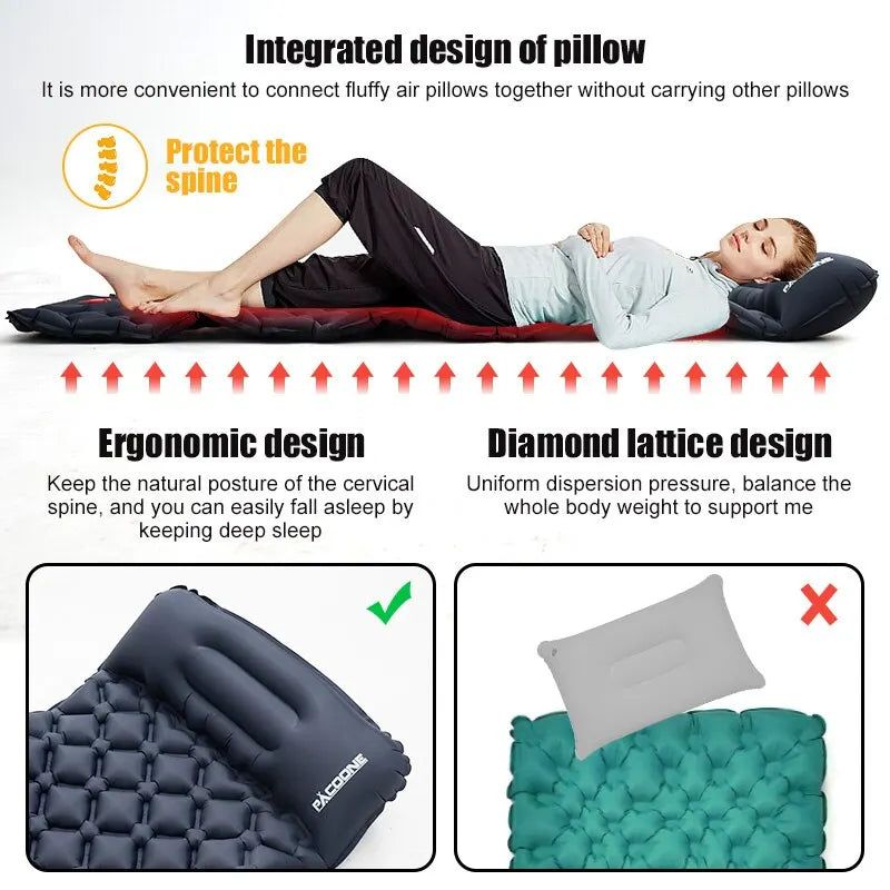 Inflatable Camping Mattress with Built-In Pump 