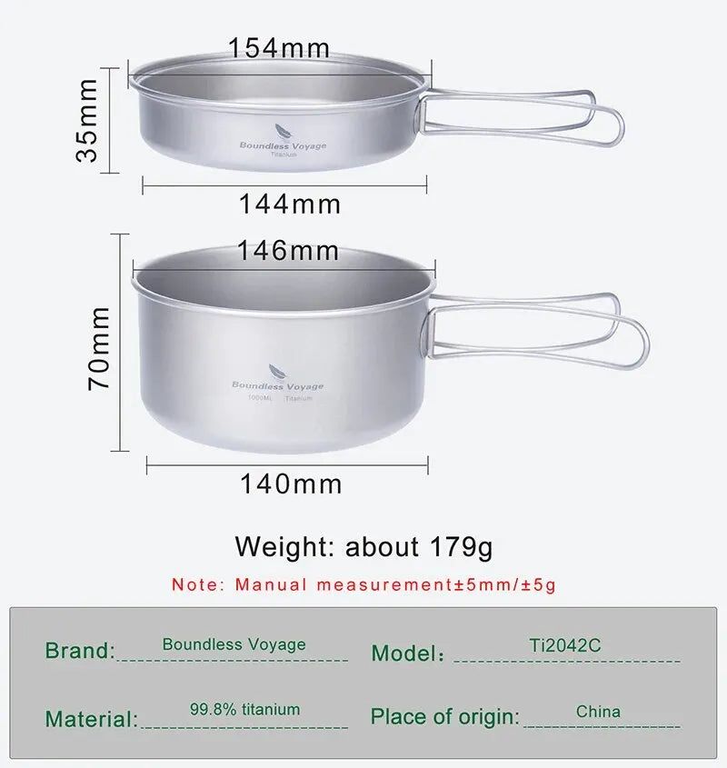 Titanium Camping Cookware Set 