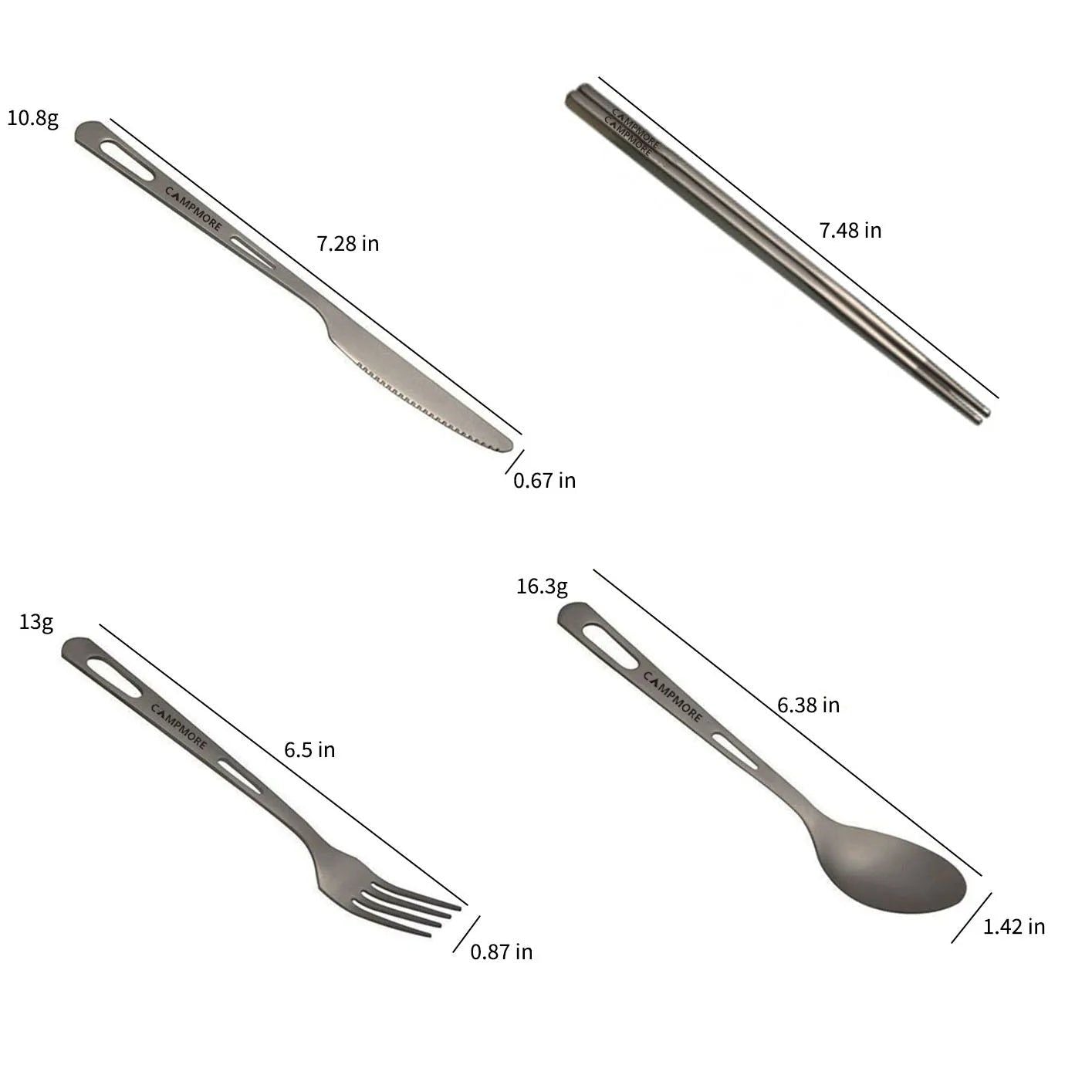 Ultralight Titanium Camping Cutlery Set 